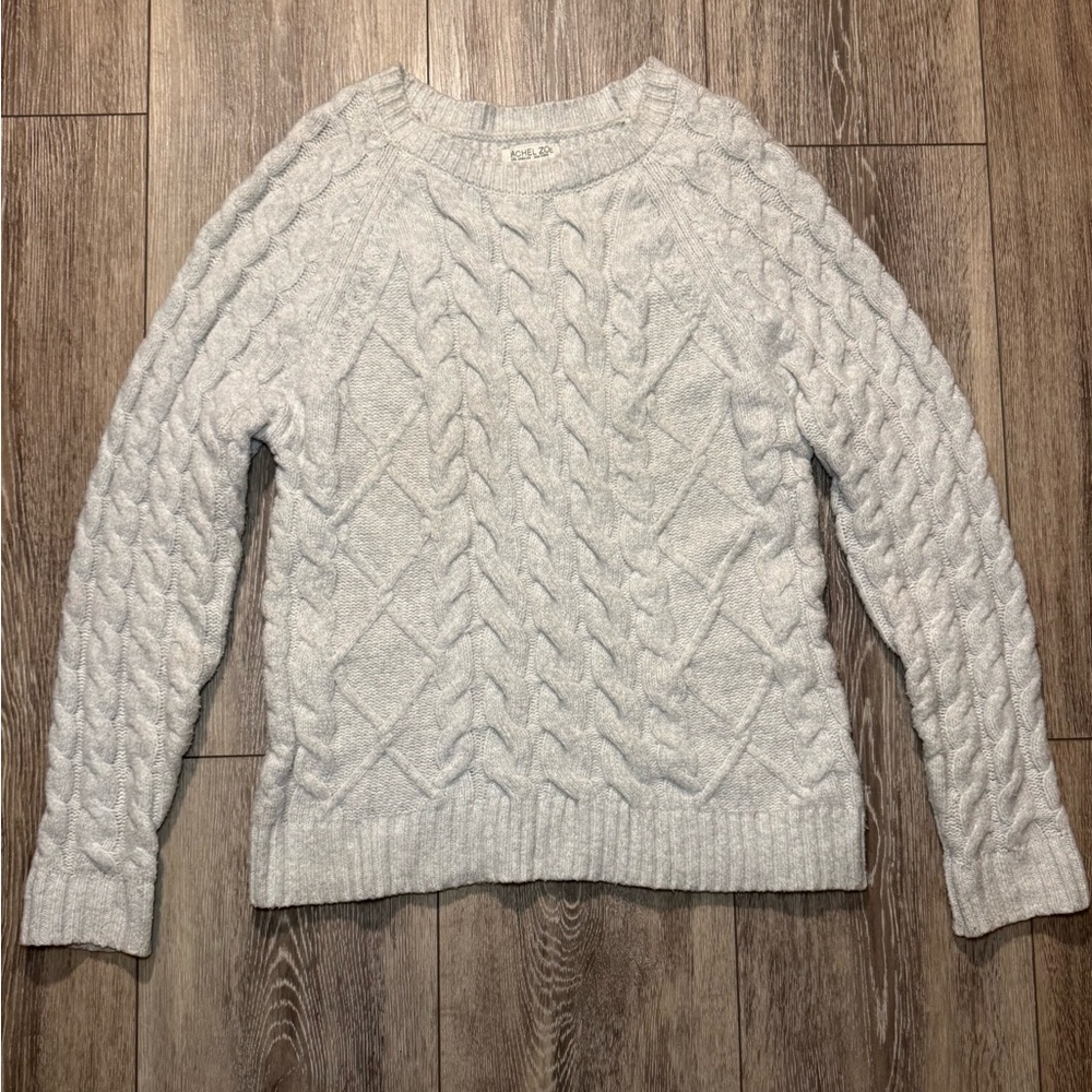 Rachel Zoe Cable Knit Sweater - Light Gray